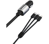 Dudao 3in1 USB car charger 3,4 A built-in cable Lightning / USB Type C / micro USB black (R5ProN black) (universal)