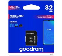 Goodram Microcard 32 GB micro SD HC UHS-I class 10 memory card, SD adapter (M1AA-0320R12) (universal)