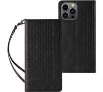 Hurtel Magnet Strap Case Case for iPhone 14 Plus Flip Wallet Mini Lanyard Stand Black (universal)