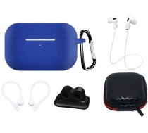 Hurtel Silicone Case Set for AirPods Pro 2 / AirPods Pro 1 + Case / Ear Hook / Neck Strap / Watch Strap Holder / Carabiner - blue (universal)