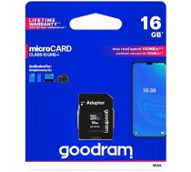 Goodram Microcard 16 GB micro SD HC UHS-I class 10 memory card, SD adapter (M1AA-0160R12) (universal)