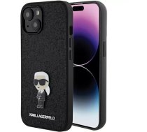 Karl Lagerfeld Fixed Glitter Ikonik Logo Metal Pin Back Case Aizsargapvalks Priekš Apple iPhone 15