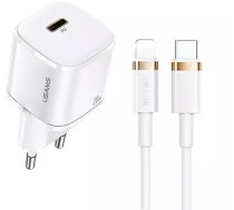 Usams Wall charger 1x USB-C T36 mini 20W USB-C-Lightning cable white/white PD3.0 Fast Charging XFKXLOGTL02 (US-CC124 US-SJ484)