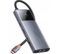Baseus USB HUB 6in1 Baseus Metal Gleam Series II USB-A/USB-C/USB-C PD/HDMI/RJ45/SD/TF - black (universal)