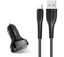 Usams Car charger 2xUSB C13 2.1A USB-C black/black NTU35TC13TZ