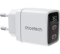 Choetech PD6051 2x USB-C PD 35W GaN wall charger with display - white (universal)