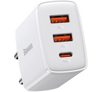 Baseus Compact fast charger 2x USB / USB Type C 30W 3A Power Delivery Quick Charge white (CCXJ-E02) (universal)