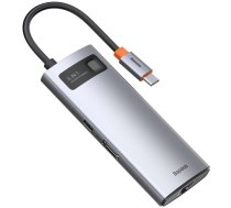 Baseus Metal Gleam 6in1 Multifunctional USB Type C Hub - USB Type C Power Delivery 100 W / HDMI 4K 30 Hz / 3x USB 3.2 Gen 1 / RJ45 1 Gbps Gray (CAHUB-CW0G) (universal)