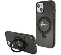 Guess Ring Stand Script Glitter MagSafe case for iPhone 14 / 15 / 13 - black (universal)