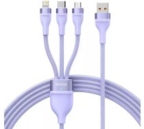 Baseus Flash Series Ⅱ 3in1 Fast Charging Cable USB-A to USB-C / Micro-USB / Lightning 66W 480Mbps 1.2m Purple (universal)