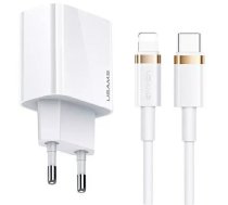 Usams Wall charger 1xUSB-C T34 20W 5V-3A PD3.0 cable U63 USB-C to lightning 20W white/white (T49) T49OCLN01