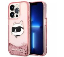 Karl Lagerfeld KLHCP14XLNCHCP case for iPhone 14 Pro Max 6.7" hard case Glitter Choupette Head pink/pink