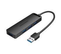 Vention USB 3.0 4-Port Hub with Power Adapter Vention CHLBF 1m, Black