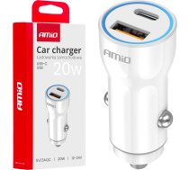 Amio Car charger USB-A + USB-C 20W 12/24V AMiO-03881