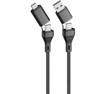 Forever CORE 4in1 USB + USB-C - USB-C + microUSB Kabelis 1.2m