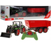 Roger Green Lauksaimniecības traktors zaļš ar sarkanu piekabi 1:28