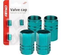 Amio Aluminium valve cap green 4 pcs AMIO-03632