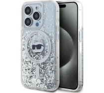 Karl Lagerfeld Liquid Glitter Choupette Head MagSafe case for iPhone 15 Pro - transparent