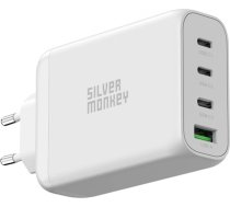 Silver Monkey GaN 130W wall charger 3x USB-C PD 1x USB-A 3.0 QC - white