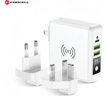 Forcell 4in1 15W Travel Set Bezvadu un īkla Lādētājs USB C ar Power Bank 8000maah