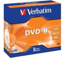 Verbatim Matricas DVD-R AZO  4.7GB 16x 5 Pack Jewel