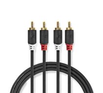 Nedis Aux Audio vads 2x RCA -> 2x RCA 10m Melns