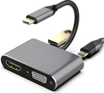 Roger USB-C Multimediju adapteris HDMI 4K@30Hz / VGA 1080p / USB 3.0 / USB-C PD