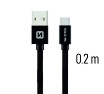 Swissten Textile Universāls Quick Charge 3.1 USB-C Datu un Uzlādes Kabelis 20 cm