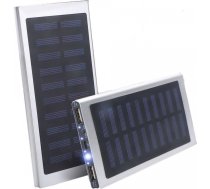 4Kom.pl PowerBank Solar Waterproof Power Bank LED Flashlight External Charger Power Bank USB 20000mAh Silver