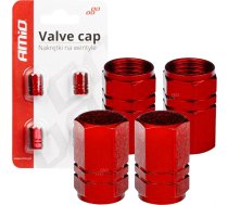 Amio Aluminium valve cap red 4 pcs