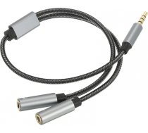 Roger SP35Y Audio adapteris  / dalītājs 2x 3.5mm stereo + mikrofons / 4 pin