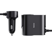 Baseus High Efficiency Pro 2x cigarette lighter socket adapter with USB-A USB-C 30W charger - black