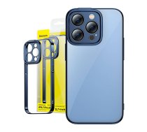 Baseus Glitter Transparent Case and Tempered Glass set for iPhone 14 Pro Max (blue)