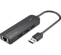 Vention Hub USB 2.0 3-Port with Ethernet Adapter 100Mbps Vention CHPBB 0.15m, BlackCHPBB