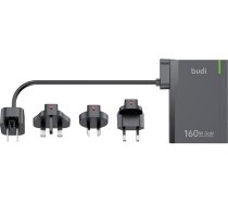 Budi Universal Wall Charger Budi 350, GaN PD+ QC3.0, 5xUSB-C+1xUSB-A, 160W US/UK/EU (black)350