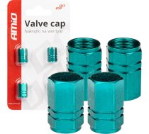 Amio Aluminium valve cap green 4 pcs AMIO-0363203632