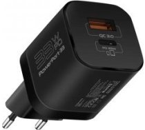 Promate PowerPort-33 GaNFast Tīkla lādētājs 33W / USB-C PD / USB-AAISPOWERPORT33EUBK