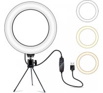 4Kom.pl LED Ring Lamp 16cm Mini Stand Tripod Tripod Lighting for Selfie Makeup PhotosZD67B