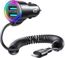 Joyroom Car charger Joyroom JR-CL25, 2x USB + Lightning cable (black)JR-CL25