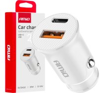 Amio Car charger USB-A + USB-C 20W 12/24V AMiO-0387703877