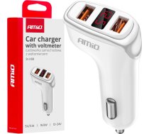 Amio Car charger 2x USB-A + battery check 3.1A 12/24V AMiO-0388703887