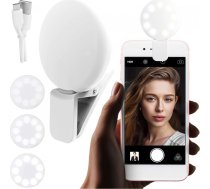 Alogy Mini Selfie Ring LED Light Clip for phone recording with a clip White