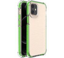 Hurtel Spring Armor clear TPU gel rugged protective cover with colorful frame for iPhone 12 mini green9111201918023