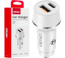 Amio Car charger USB-A + USB-C 20W 12/24V AMiO-0387803878