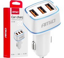 Amio Car charger 3x USB-A 30W 12/24V AMiO-0388903889