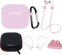 Hurtel AirPods 3 Silicone Case Set + Case/Ear Hook/Neck Strap/Watch Strap Holder/Carabiner Clasp - pink9145576276952