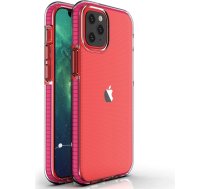 Hurtel Spring Case clear TPU gel protective cover with colorful frame for iPhone 12 mini light pink9111201911734