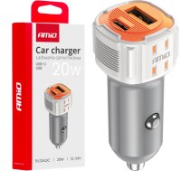 Amio Car charger USB-A + USB-C 20W 12/24V AMiO-0388203882