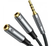 Ugreen AV192 AUX audio splitter cable mini jack 3.5mm (male) to headphone microphone (female), 20cm (gray)C-50254