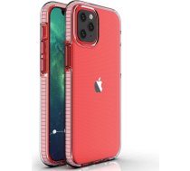 Hurtel Spring Case clear TPU gel protective cover with colorful frame for iPhone 12 mini light pink9111201911741